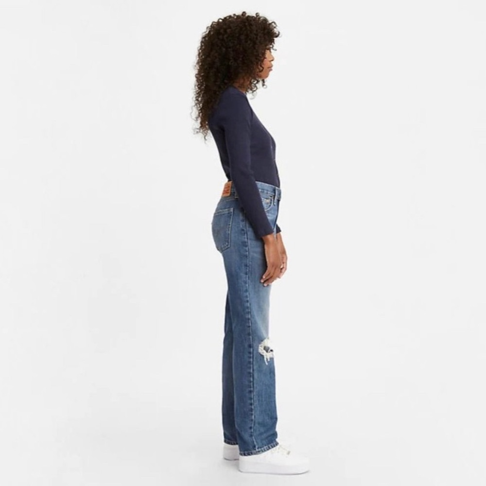 Levi’s Low Pro Straight Ripped Knee Rigid Denim Jean Breathe Out Blue 30 - Picture 4 of 16